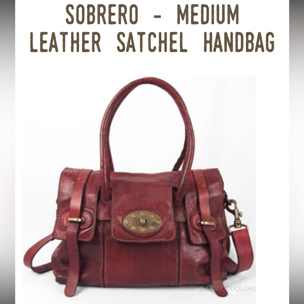 Campomaggi Burgandy Red Medium Distressed Leather Sobrero Bag purse